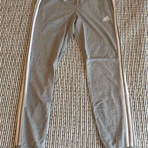 Adidas Women's Gray Joggers with White Stripes